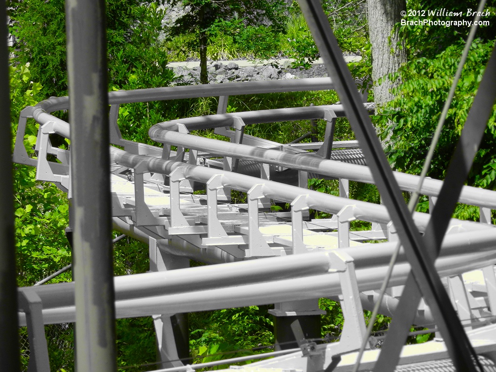 Black & White Selective Color shot of Loch Ness Monster's track.