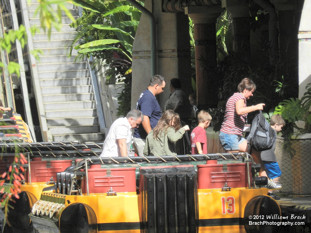 River Adventure boat unloading in the station.