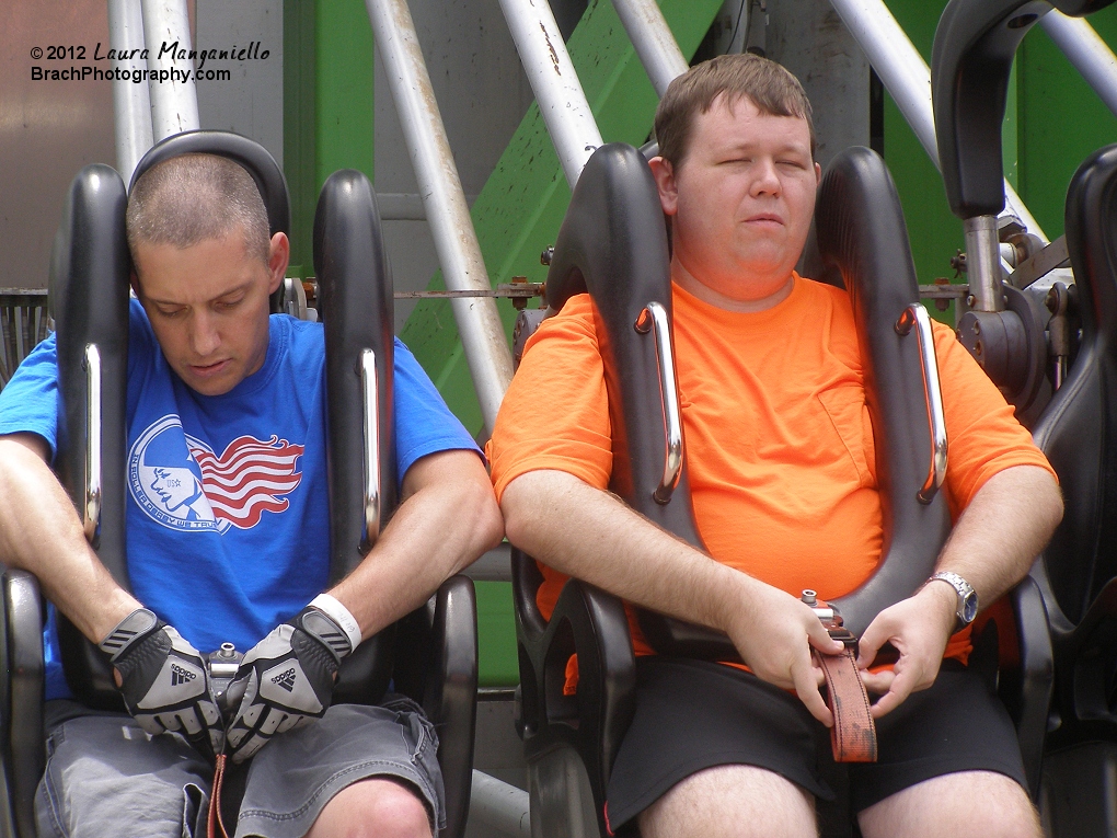 Getting strapped in and ready for our rides!