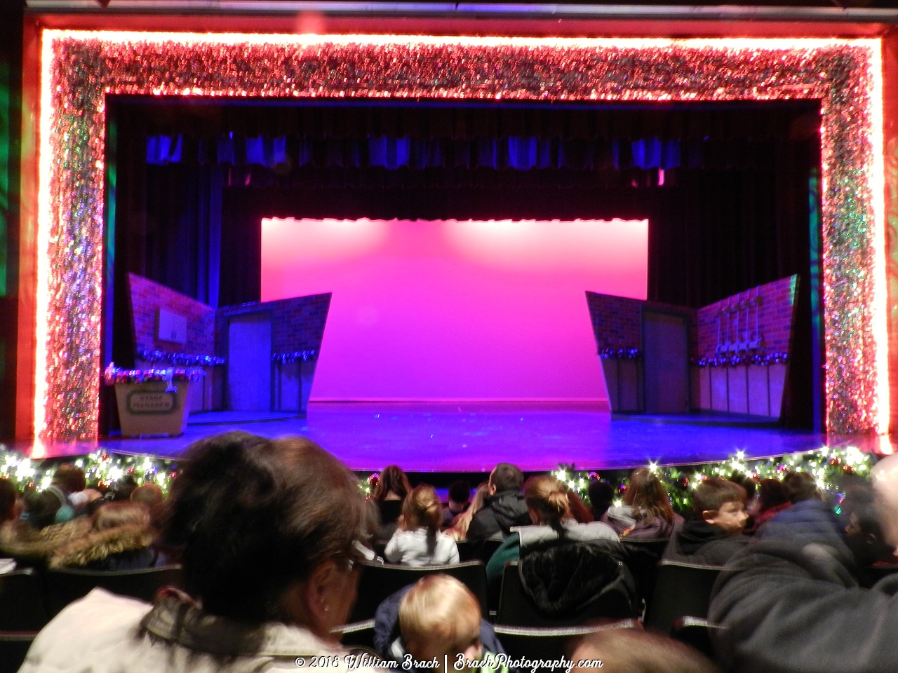 The stage is set for Charlie Brown's Christmas Spectacular show inside the Kings Dominion Theater.