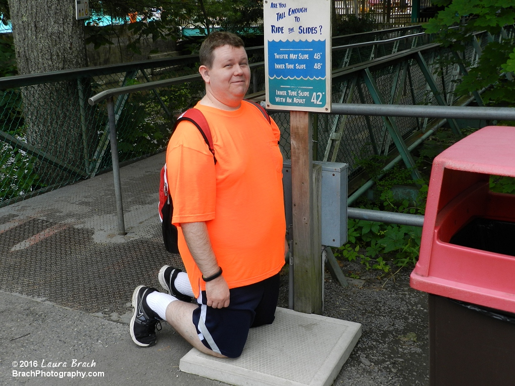 I'm barely tall enough to ride the slides.....barely.