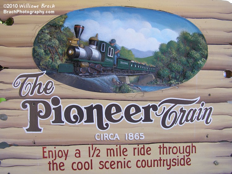 One thing that Knoebels doesn't skimp out on at the park are the signs for the rides, games, eateries.  They pay attention to detail.  The next image shows a closeup of the carved out train that you see here.