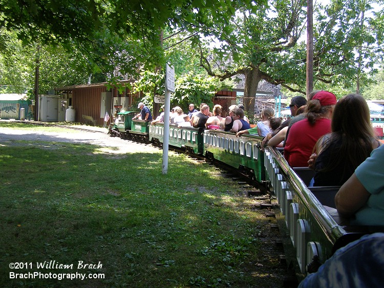 About to head out of the station and take a relaxing journey through the deep woods at Knoebels in Elysburg, Pennsylvania.