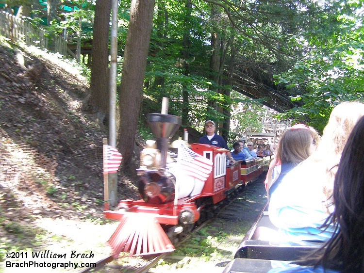 Passing the red train!