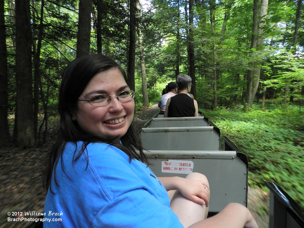 Staff photographer and my fiance Laura enjoying her ride on the Pioneer Train.