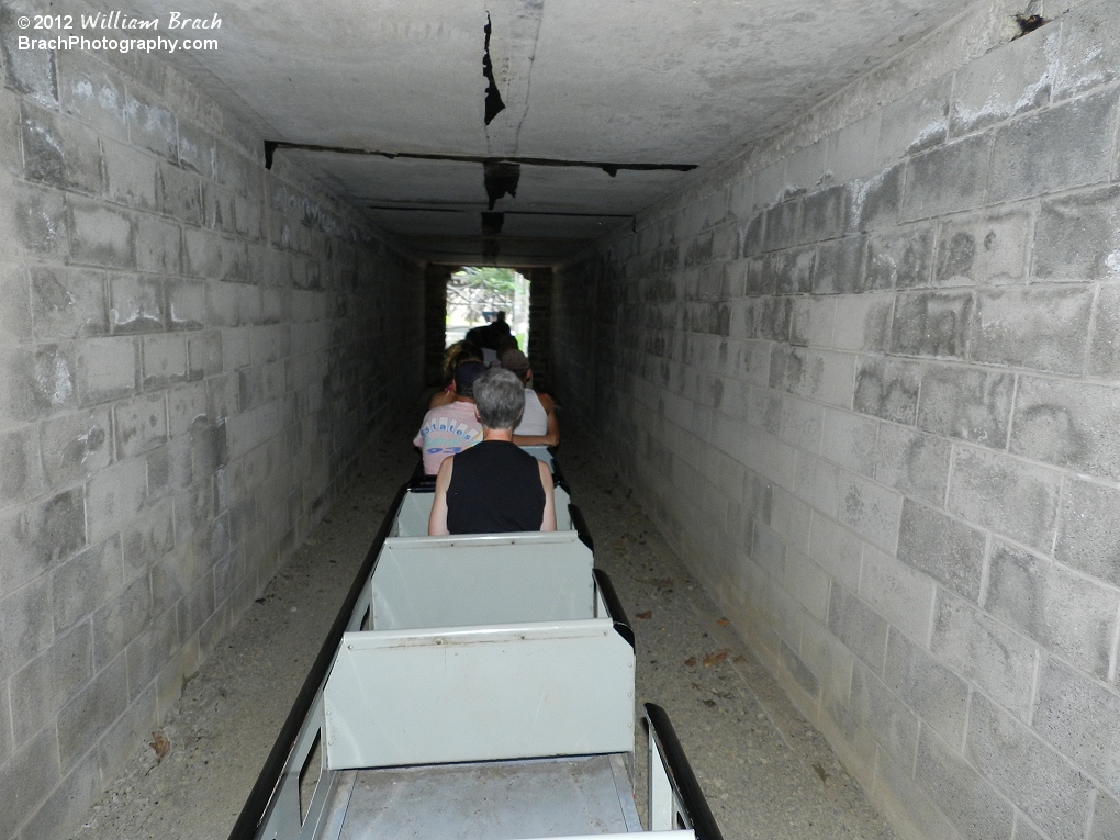Traveling through the dark tunnel.