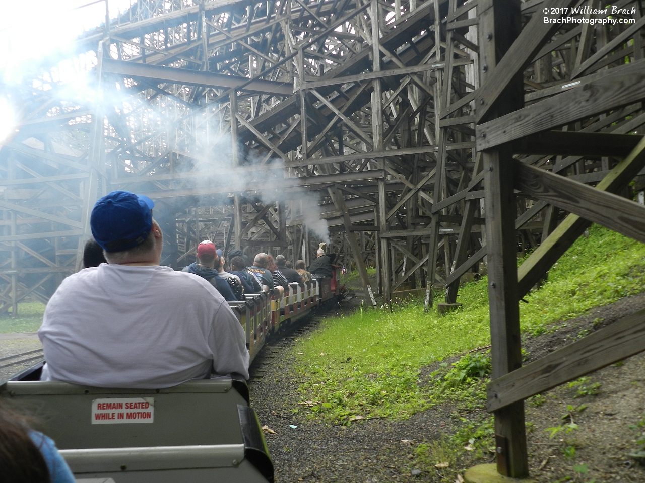 Pioneer Train going under Twister.