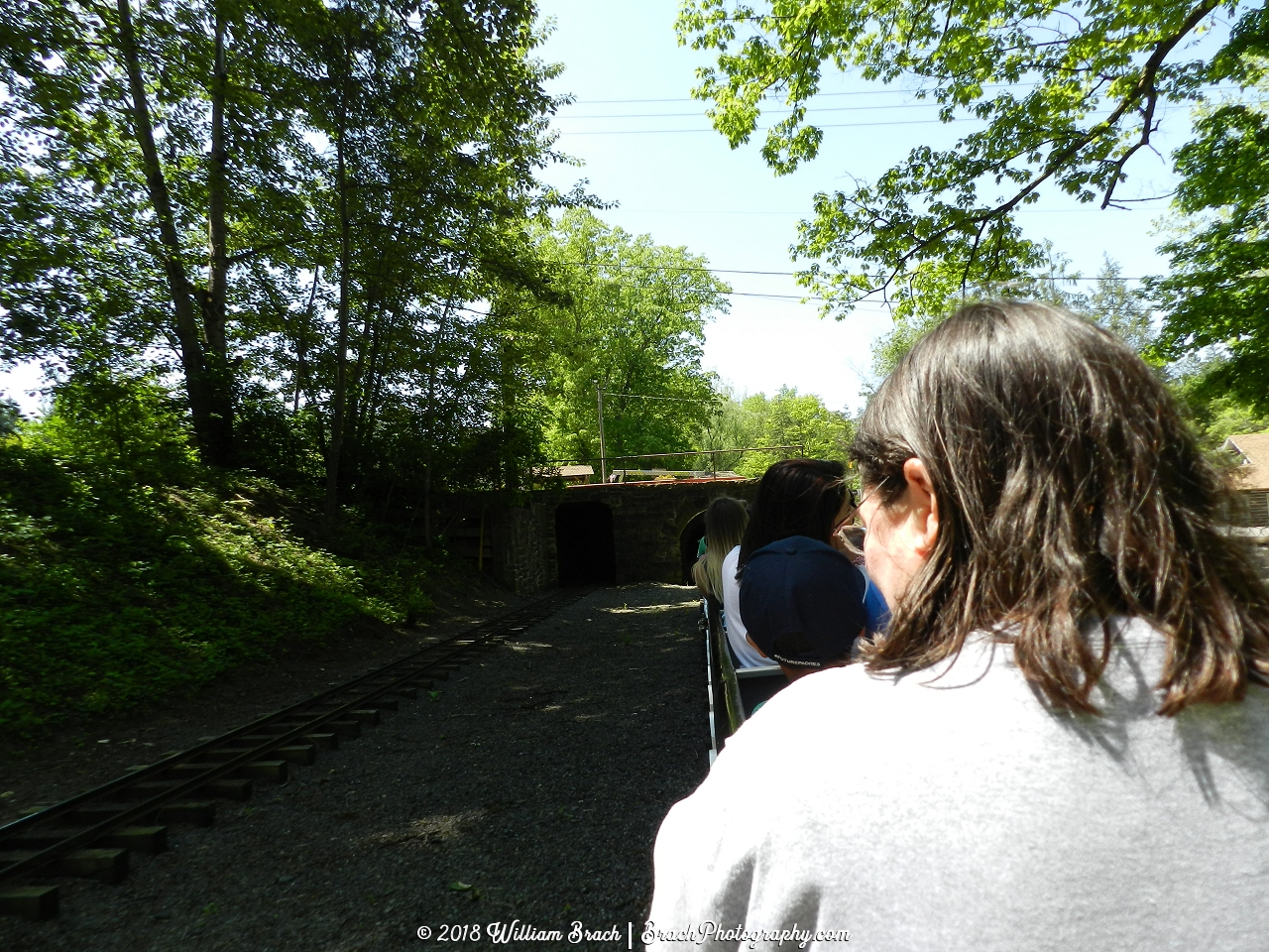 Train about to enter the tunnel to the campgrounds.