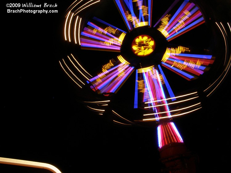 In motion at night.