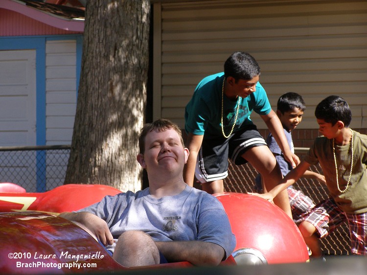 Will is all set for a ride on the Roto Jets!