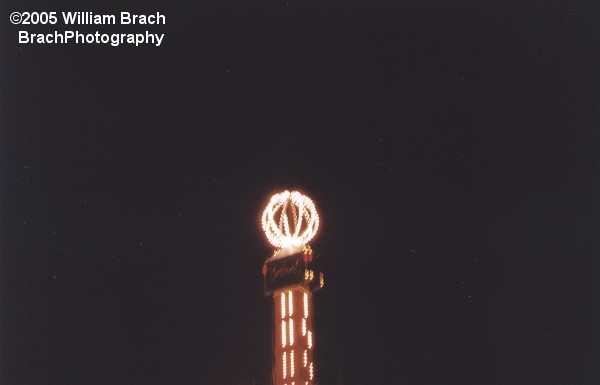 Top of the tower at night.