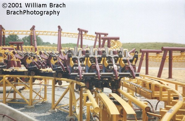 Batwing had three trains when it opened in 2001.  Several seasons later, the third train was nowhere to be seen.