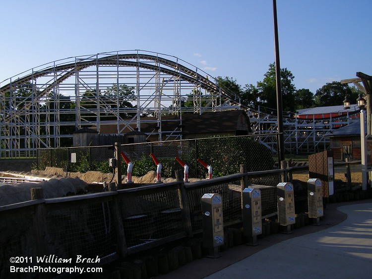 Water canons used to drench riders on Skull Mountain.