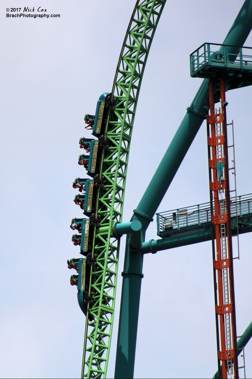 The ride going down the drop - hitting over 100 MPH.