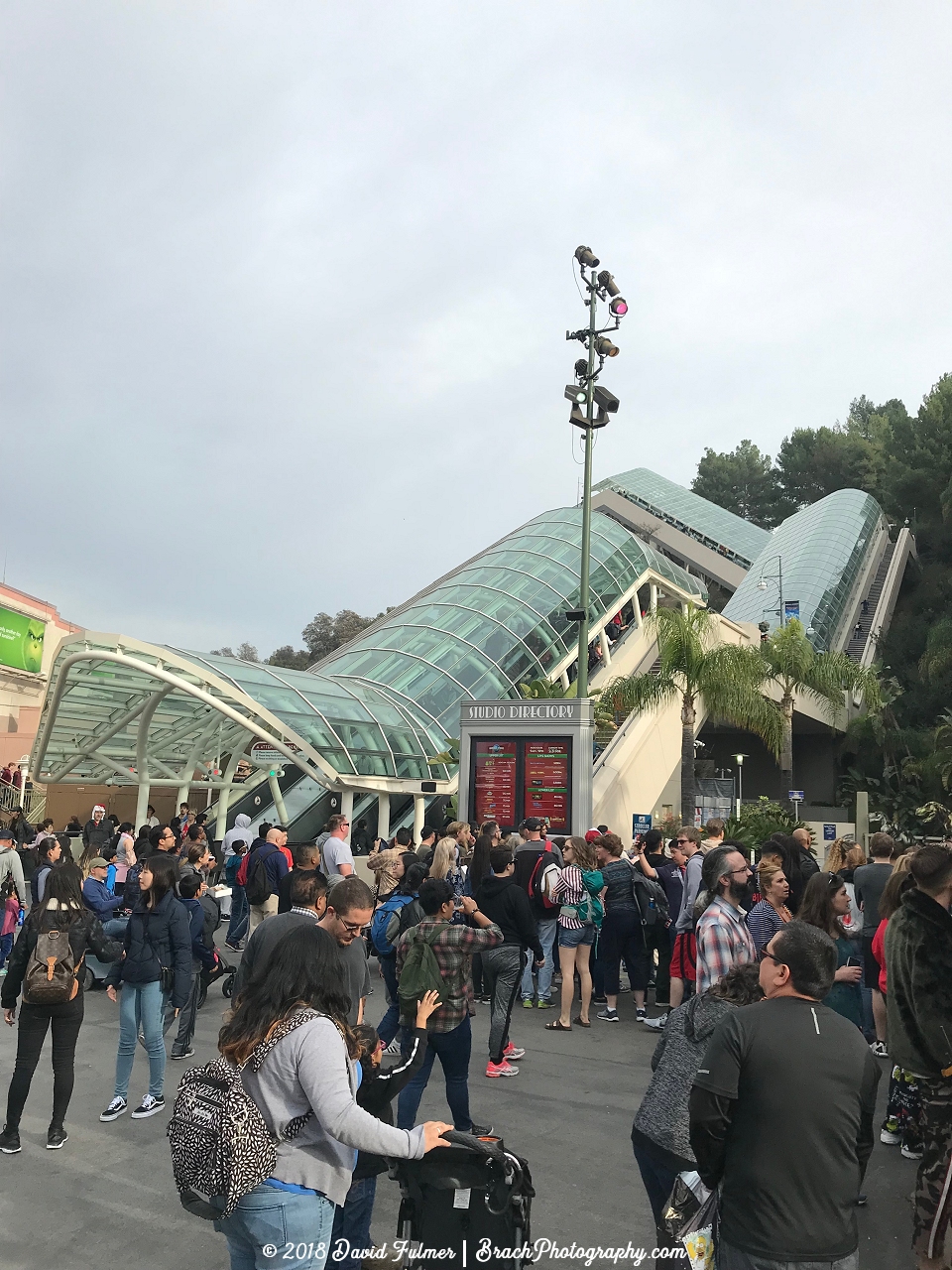 Universal Studios Hollywood is a park that's on a hilly terrain, thus requiring the use of escilators and stairways to allow guests to get from one end to the other.