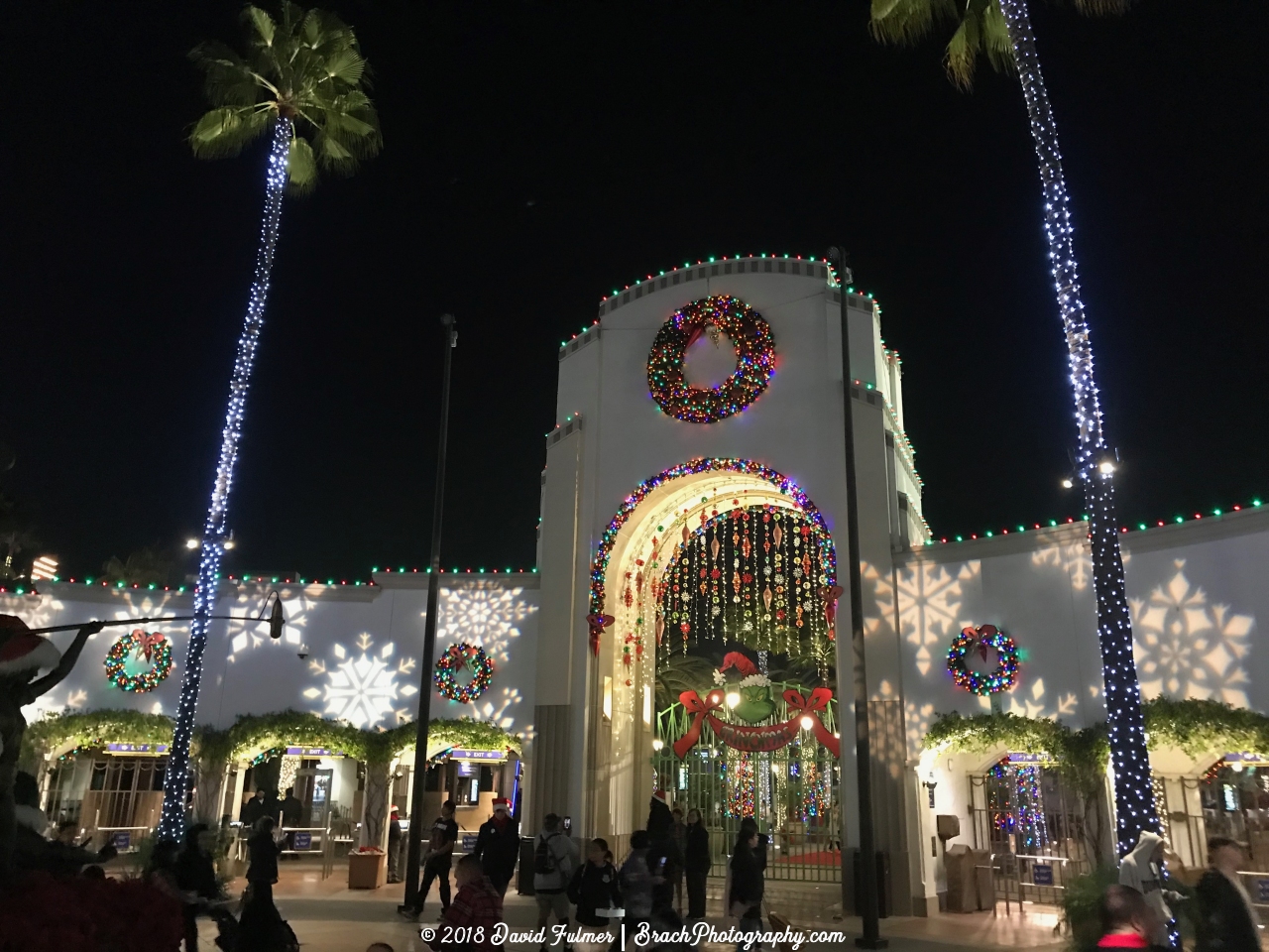 Very pretty use of decorations at the park entrance.