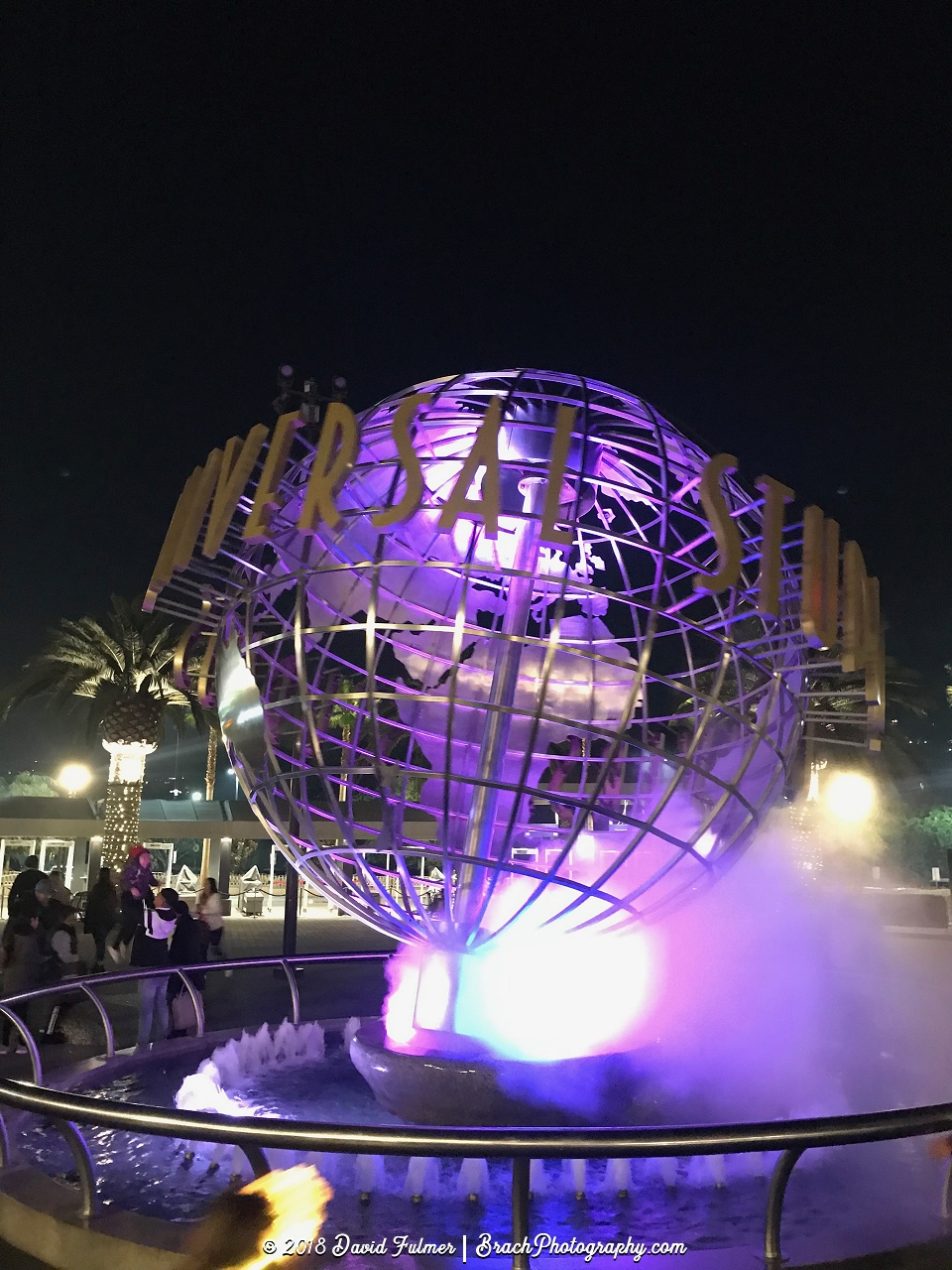 Universal Studios globe spinning outside the park.