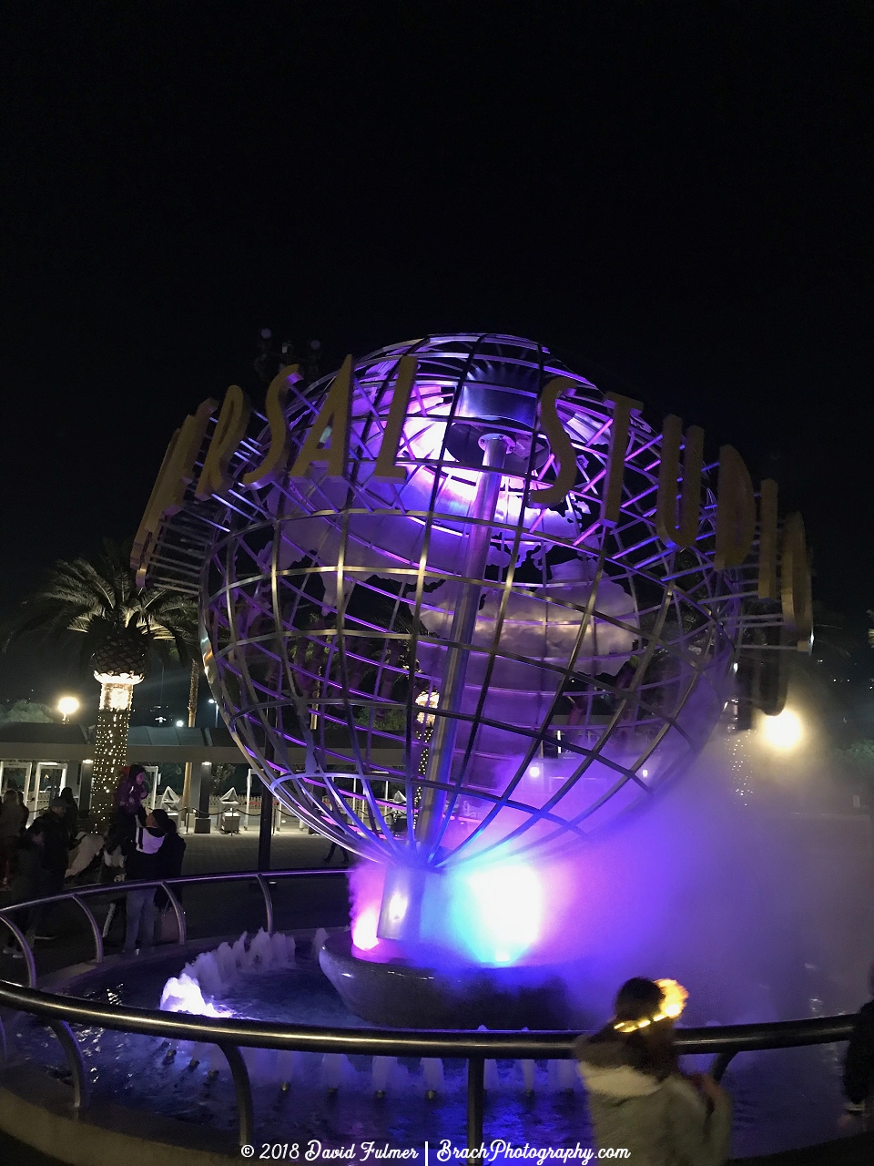 Universal Studios globe spinning outside the park.